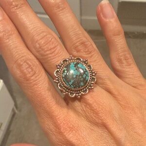 Turquoise and copper ring